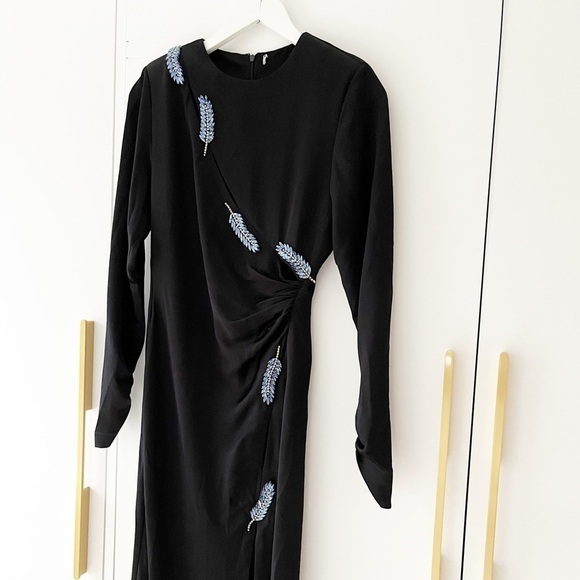 ZARA BNWOT satin effect dress with leaf - Picture 8 of 16